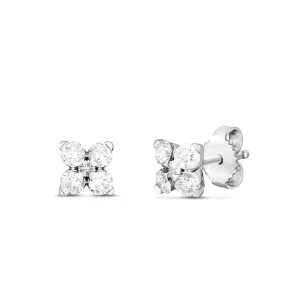 Roberto Coin Love in Verona 18ct White Gold Diamond Flower Stud Earrings