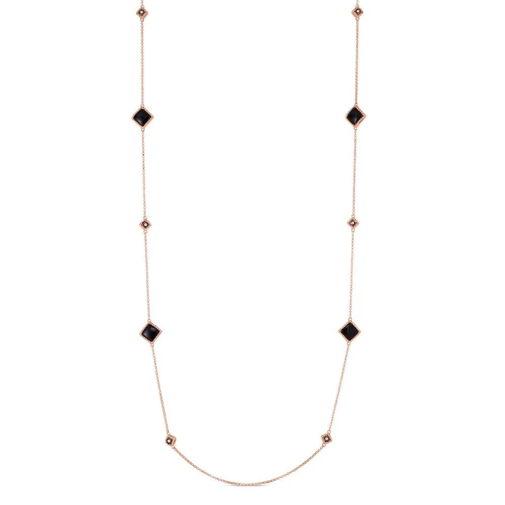 Roberto Coin Palazzo Ducale 18ct Rose Gold Diamond Black Jade Necklace D