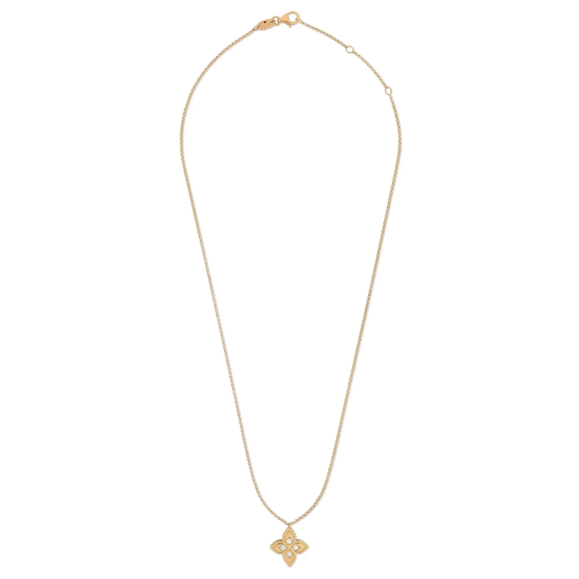 Roberto Coin Princess 18ct Rose Gold Diamond Pendant Necklace D