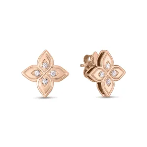 Roberto Coin Princess 18ct Rose Gold Diamond Stud Earrings D