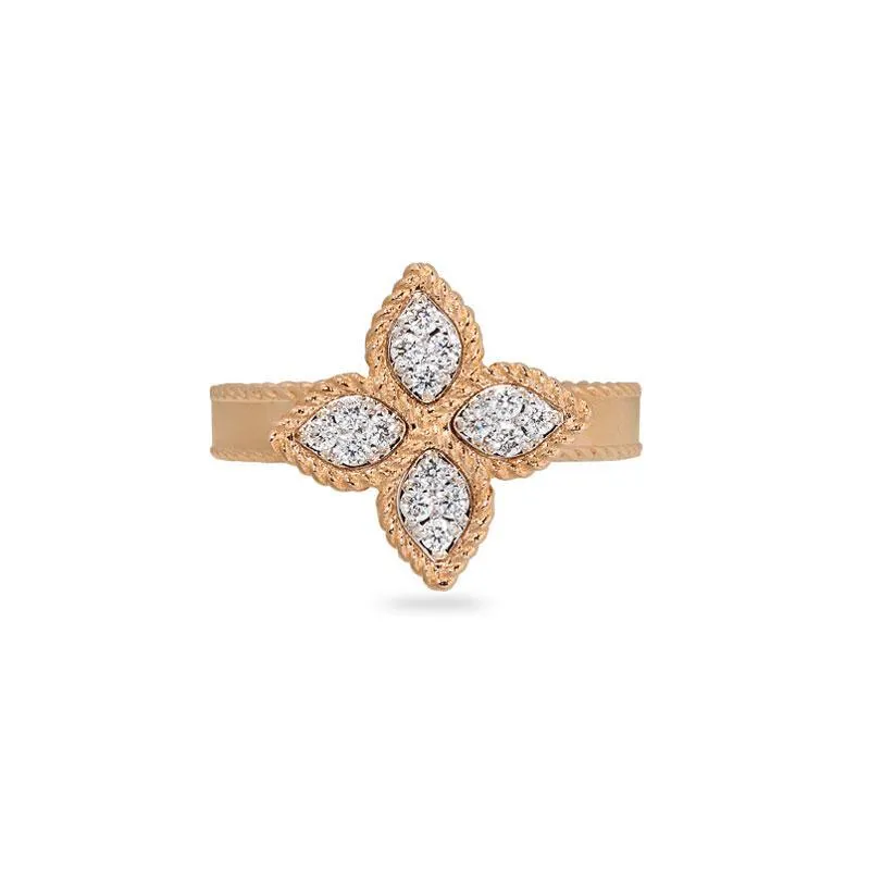 Roberto Coin Princess Flower 18ct Rose Gold Diamond Ring