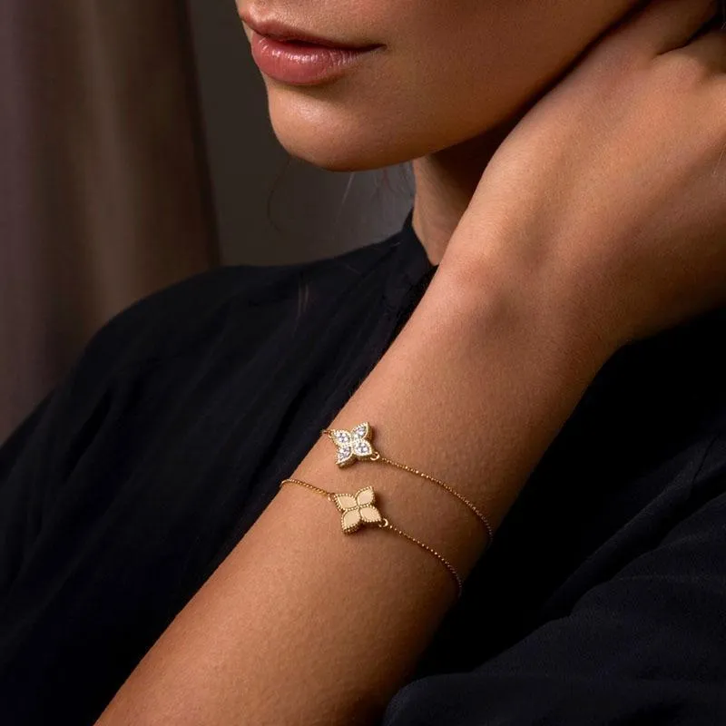 Roberto Coin Princess Flower 18ct Yellow Gold Diamond Bracelet