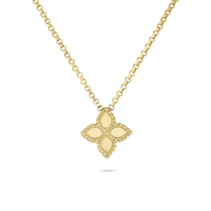 Roberto Coin Princess Flower 18ct Yellow Gold Pendant Necklace