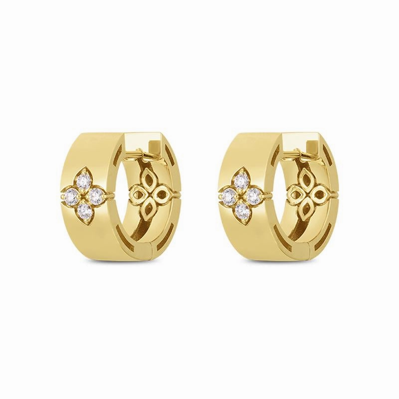 Roberto Coin Love in Verona 18ct Yellow Gold Diamond Large Hoop Earrings