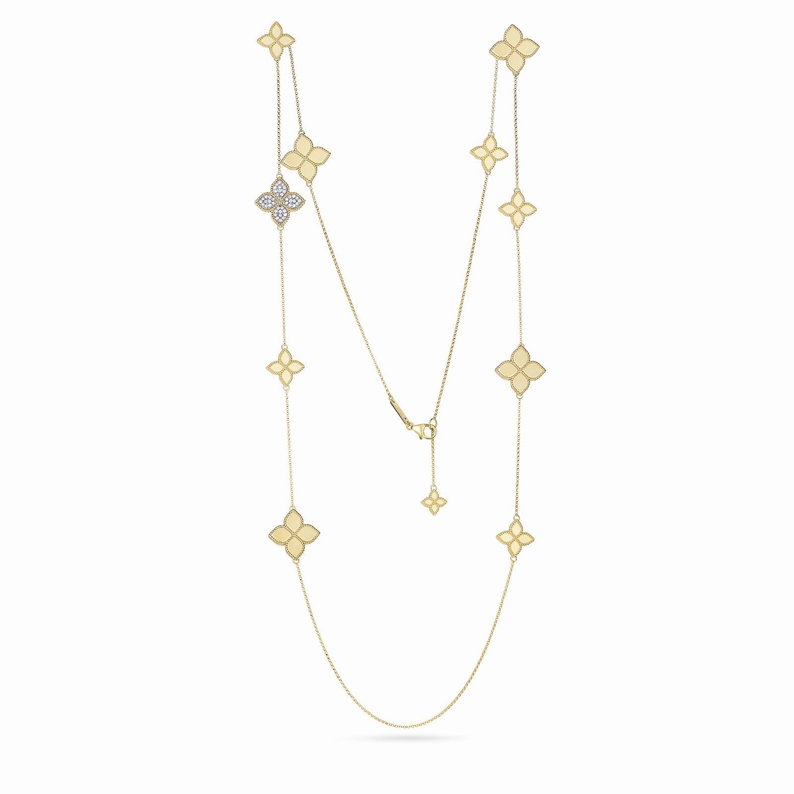 Roberto Coin Princess Flower 18ct Yellow Gold 0.45ct Diamond Necklace