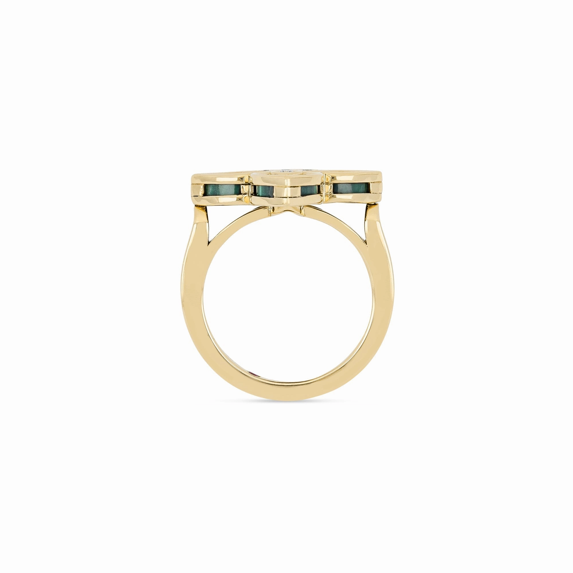 Roberto Coin Venetian Princess 18ct Yellow Gold Diamond Malachite Ring