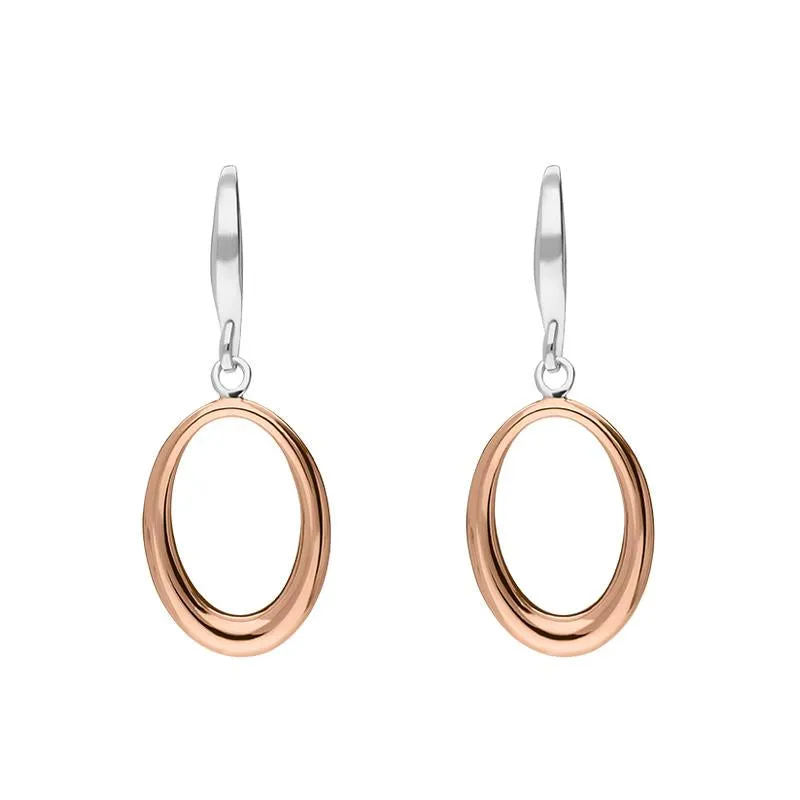 Rose Gold Plated Sterling Silver Open Oval Infinity Drop Earrings