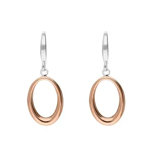 Rose Gold Plated Sterling Silver Open Oval Infinity Drop Earrings