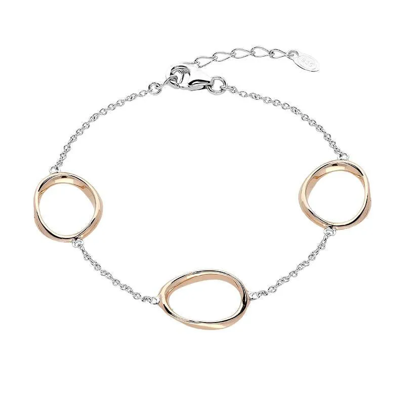 Rose Gold Plated Sterling Silver Oval Infinity Bracelet D