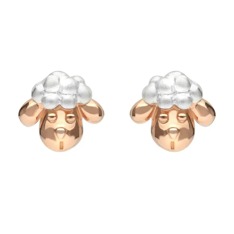 Rose Gold Plated Sterling Silver Sheep Head Earrings D