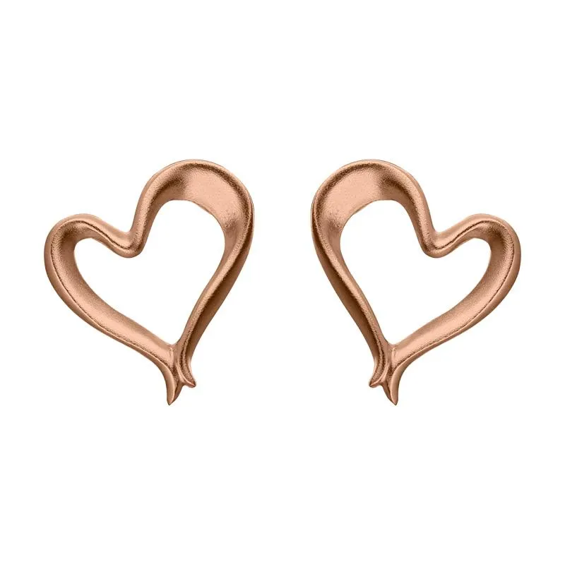Rose Gold Sterling Silver Plated Ribbon Effect Heart Stud Earrings D