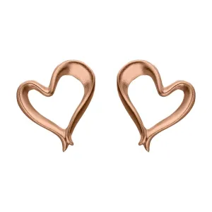 Rose Gold Sterling Silver Plated Ribbon Effect Heart Stud Earrings D