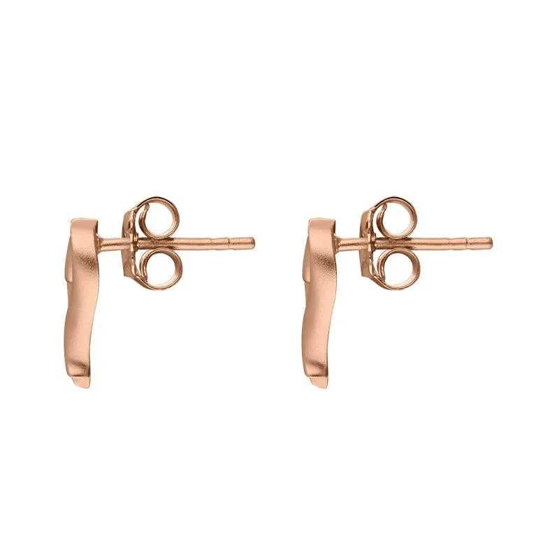 Rose Gold Sterling Silver Plated Ribbon Effect Heart Stud Earrings D
