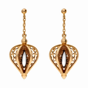Rose Gold Plated Sterling Silver Bauxite Flore Filigree Drop Earrings