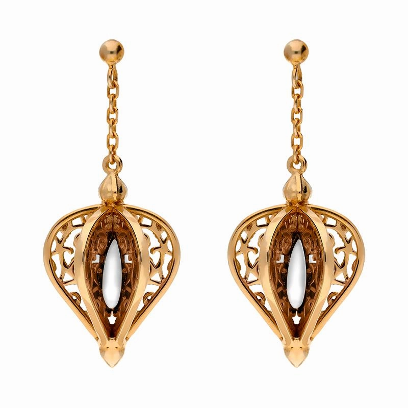 Rose Gold Plated Sterling Silver Bauxite Flore Filigree Drop Earrings