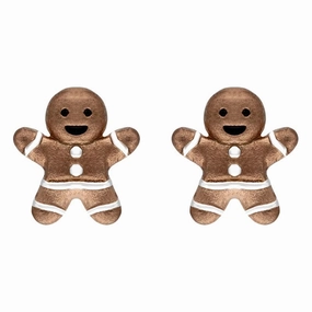 Rose Gold Plated Sterling Silver Gingerbread Man Stud Earrings