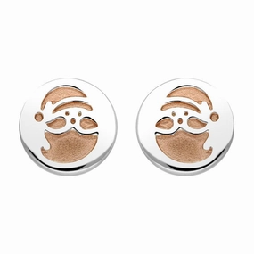 Rose Gold Plated Sterling Silver Santa Stencil Stud Earrings