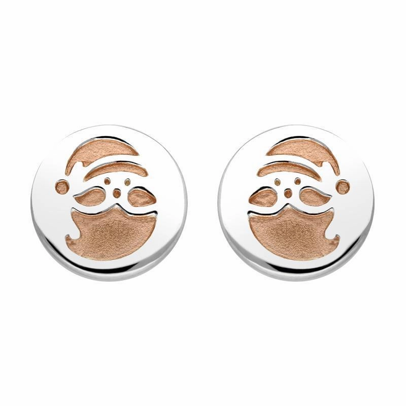 Rose Gold Plated Sterling Silver Santa Stencil Stud Earrings