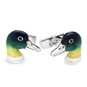Saturno Sterling Silver Enamel Duck Cufflinks D