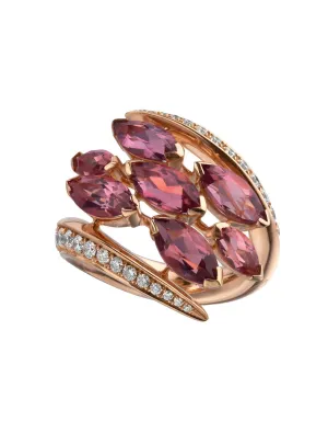 Shaun Leane 18ct Rose Gold 0.61ct Pink Tourmaline Diamond Crossover Aerial Ring