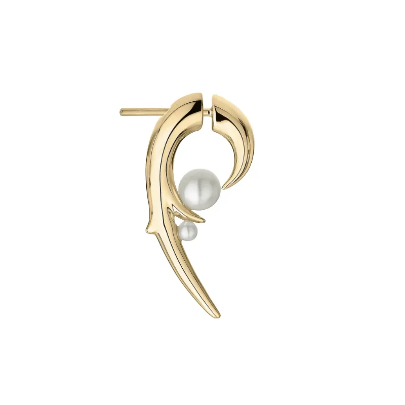 Shaun Leane 18ct Yellow Gold Plated Sterling Silver White Pearl Hooked Pearl Earrings