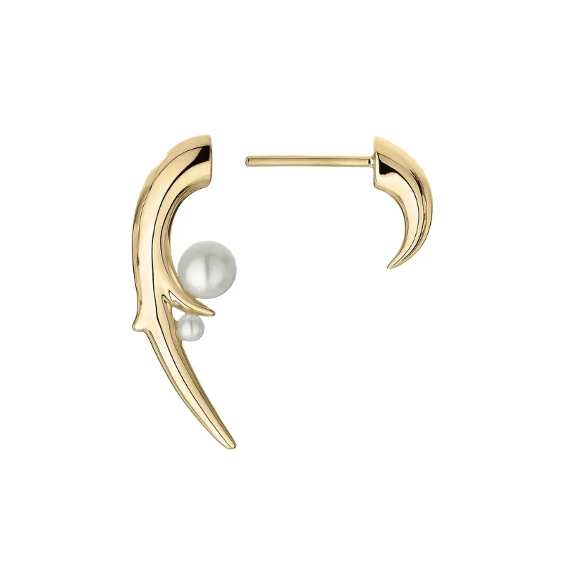 Shaun Leane 18ct Yellow Gold Plated Sterling Silver White Pearl Hooked Pearl Earrings