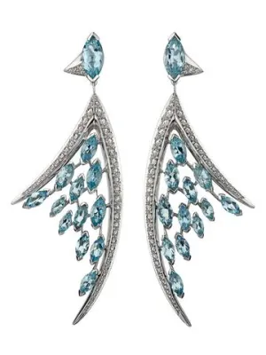 Shaun Leane Aerial 18ct White Gold 1.56ct Aquamarine Diamond Large Earrings