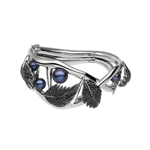 Shaun Leane Blackhorn Sterling Silver Black Spinel Pearl Statement Bracelet