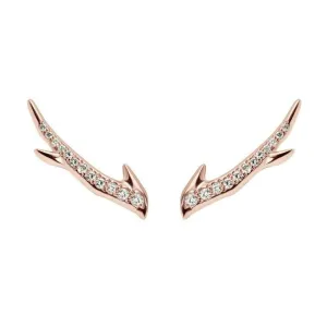Shaun Leane Cherry Blossom 18ct Rose Gold Plated Sterling Silver 0.14ct Diamond Branch Earrings
