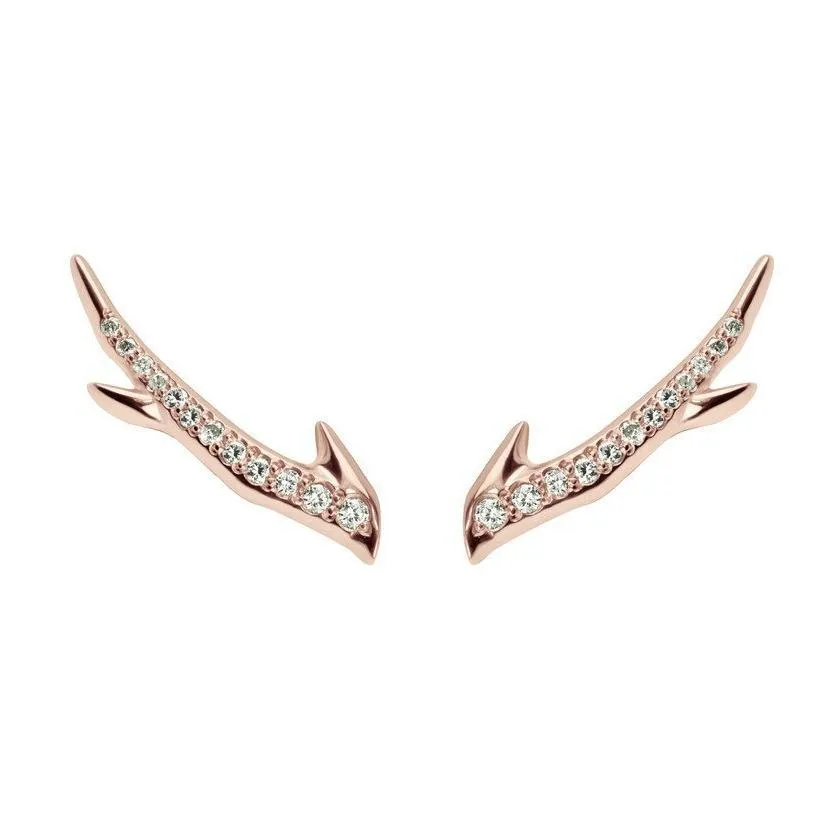 Shaun Leane Cherry Blossom 18ct Rose Gold Plated Sterling Silver 0.14ct Diamond Branch Earrings