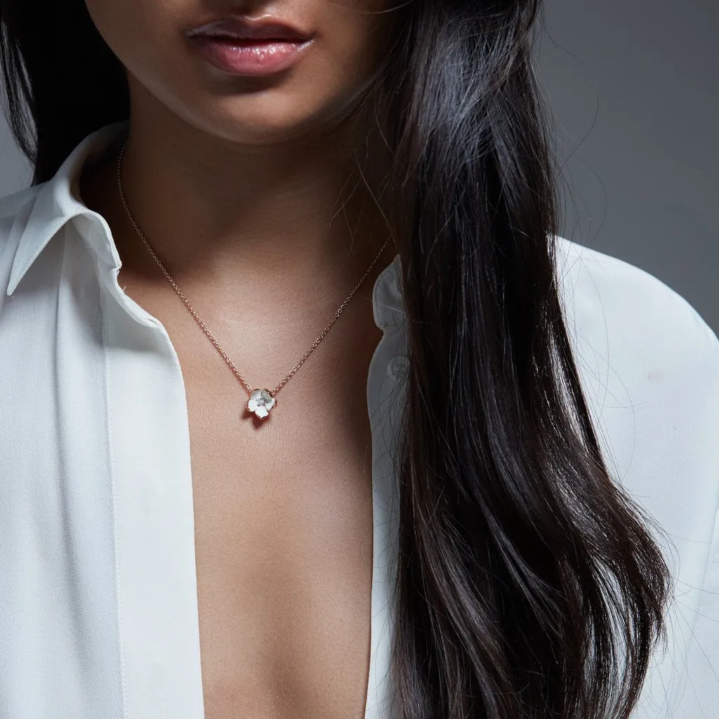 Shaun Leane Cherry Blossom 18ct Rose Gold Plated Sterling Silver Diamond Large Necklace