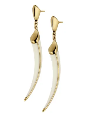 Shaun Leane Earrings Tusk Cream Enamel Silver