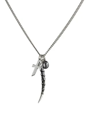Shaun Leane Necklace Horn, Cross & Latin Button Charm Oxidised Silver