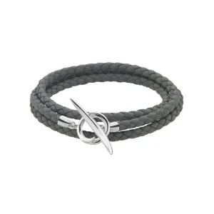 Shaun Leane Quill Sterling Silver Grey Leather Wrap Bracelet