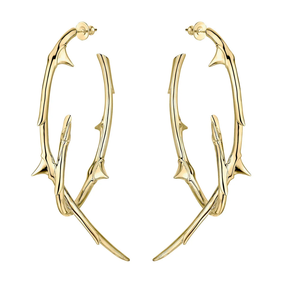 Shaun Leane Rose Thorn 18ct Yellow Gold Plated Sterling Silver Couture Statement Hoop Earrings