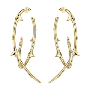 Shaun Leane Rose Thorn 18ct Yellow Gold Plated Sterling Silver Couture Statement Hoop Earrings