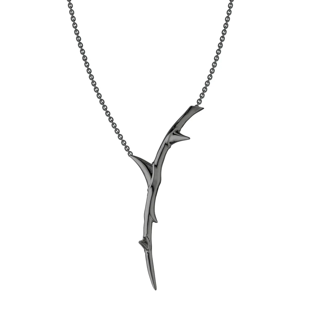 Shaun Leane Rose Thorn Sterling Silver Black Rhodium Single Drop Pendant