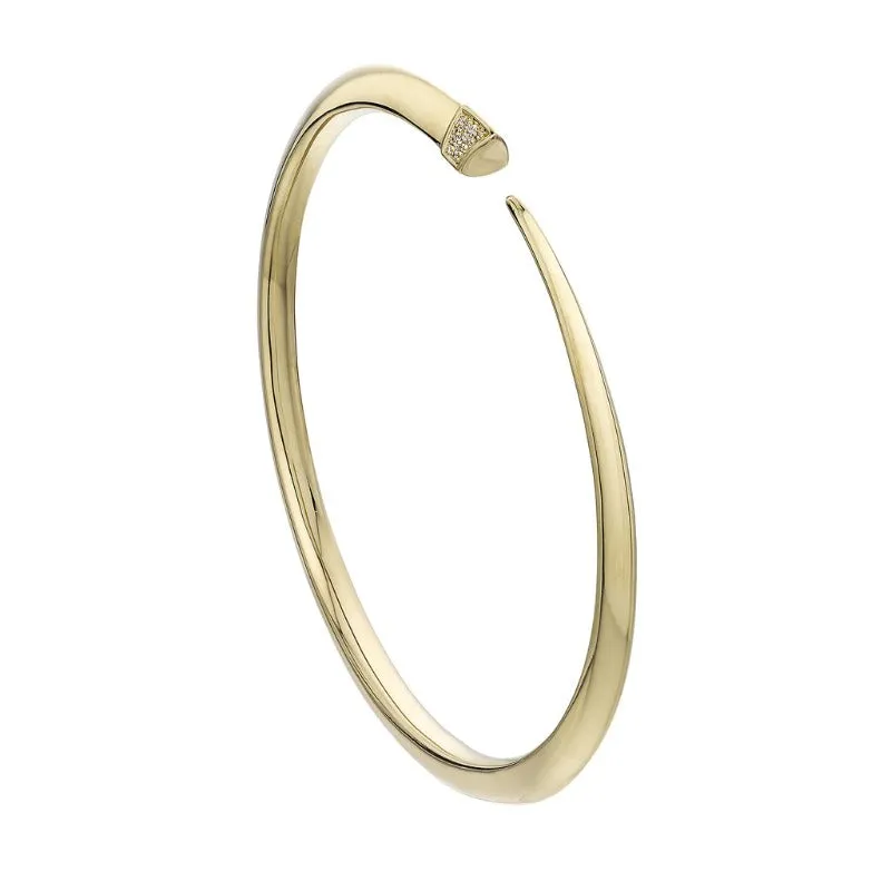 Shaun Leane Sabre 18ct Yellow Gold Plated Sterling Silver Diamond Slim Tusk Bangle