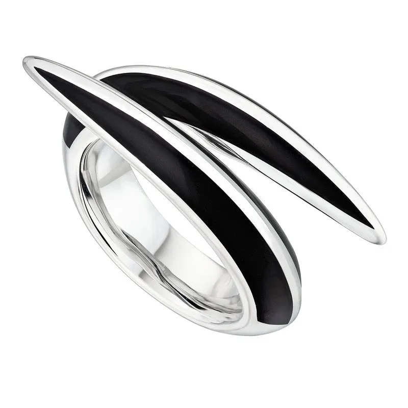 Shaun Leane Sabre Deco Sterling Silver Ceramic Crossover Ring