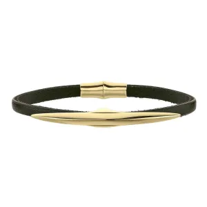 Shaun Leane Single Arc 18ct Gold Plated Sterling Silver Brown Leather Bracelet D