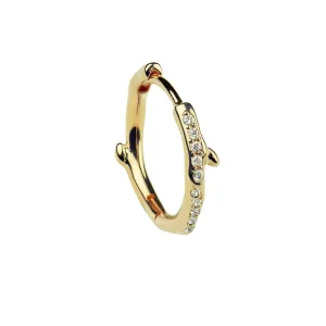Shaun Leane Single Yellow Gold Vermeil 0.06ct Diamond Cherry Blossom Hoop Earring