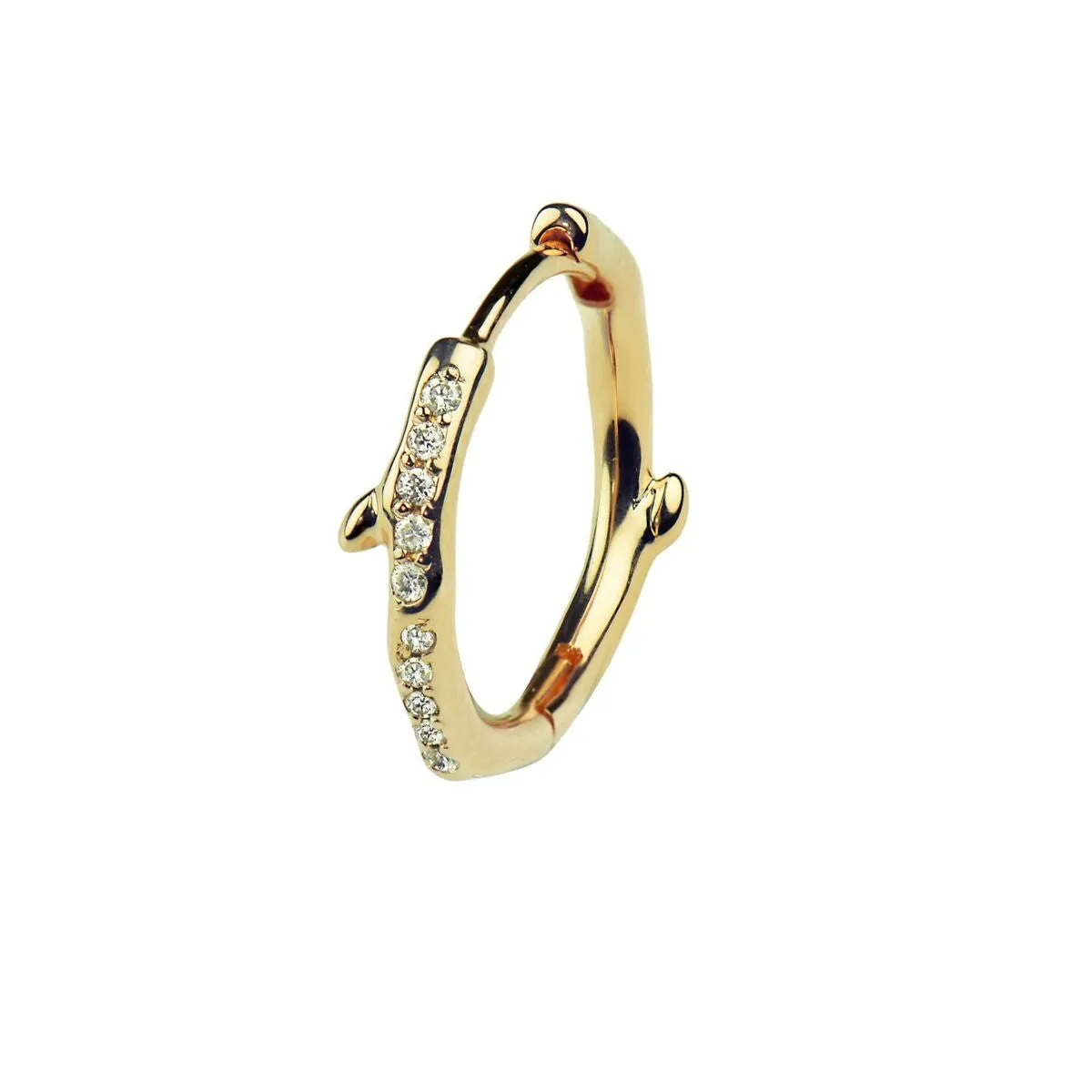 Shaun Leane Single Yellow Gold Vermeil 0.06ct Diamond Cherry Blossom Hoop Earring