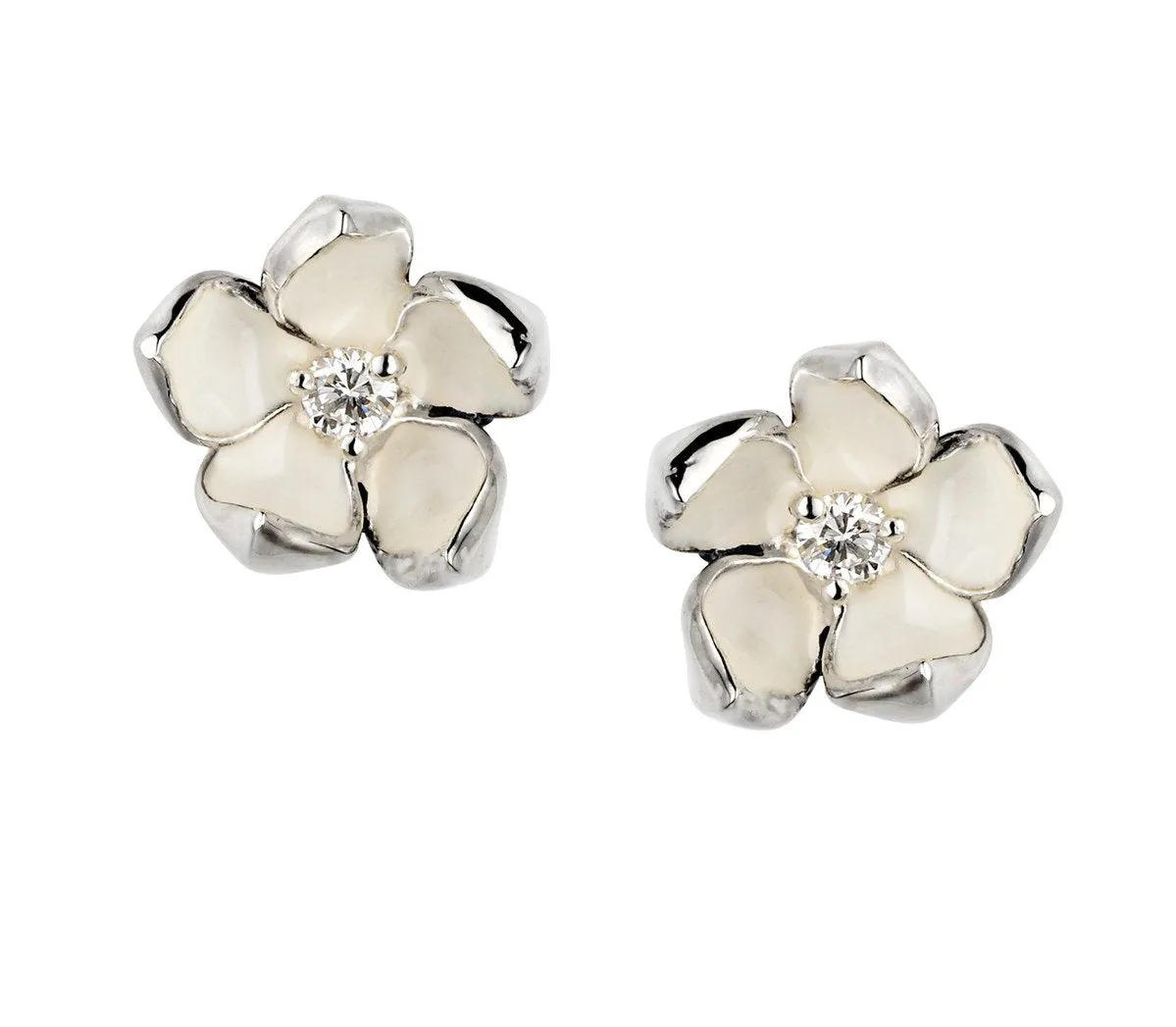 Shaun Leane Sterling Silver 0.10ct Diamond Small Cherry Blossom Stud Earrings