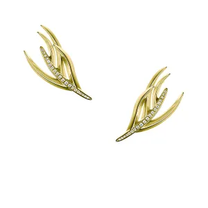 Shaun Leane Yellow Gold Vermeil 0.08ct Diamond Feather Stud Earrings