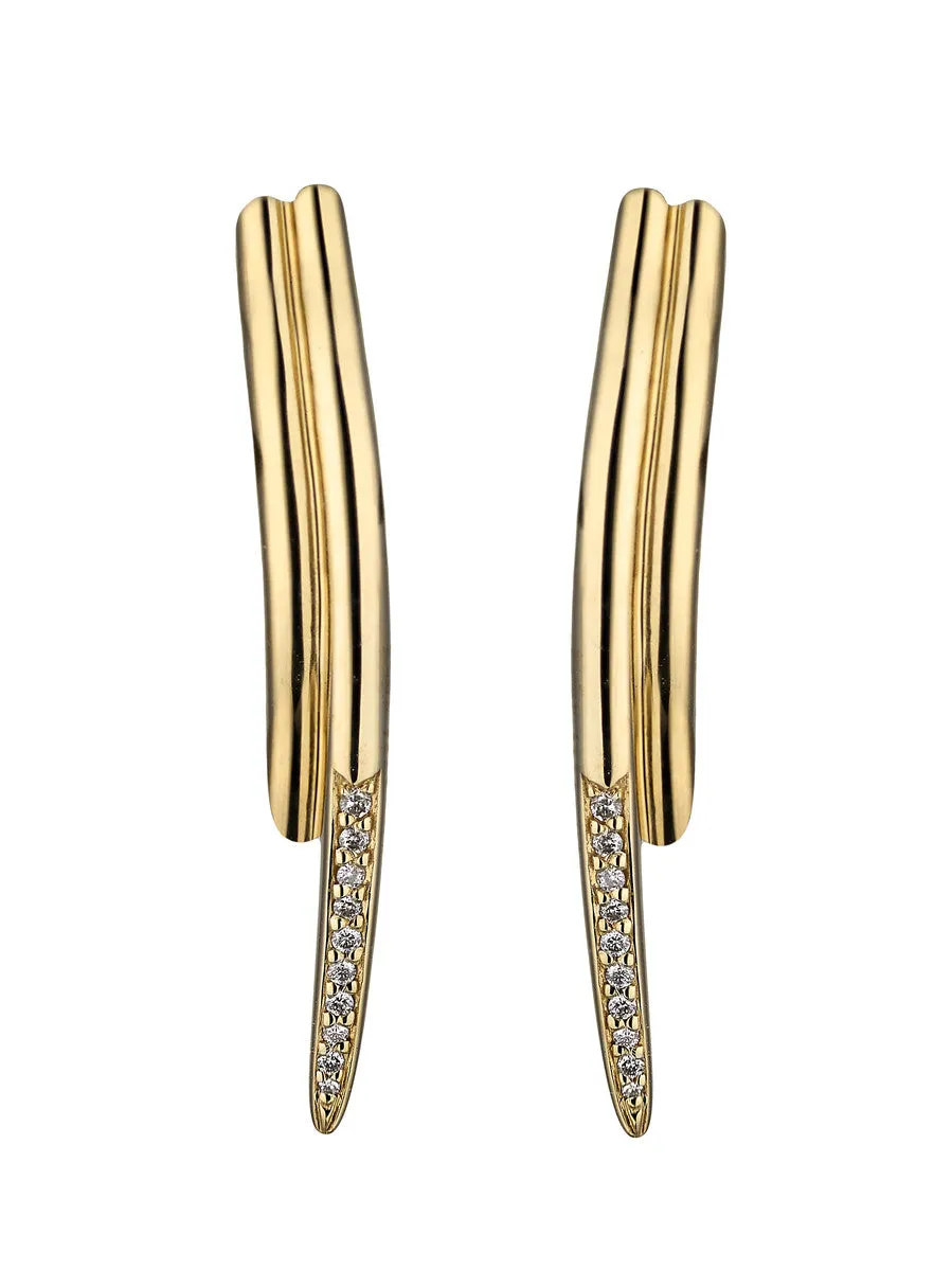 Shaun Leane Yellow Gold Vermeil 0.10ct Diamond Feather Wrap Earrings