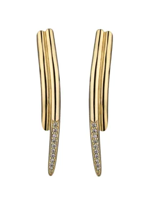 Shaun Leane Yellow Gold Vermeil 0.10ct Diamond Feather Wrap Earrings