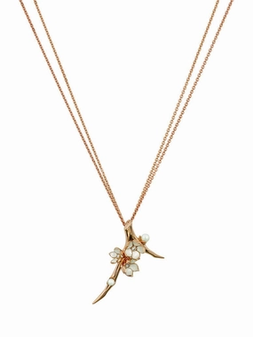 Shaun Leane Cherry Blossom 18ct Rose Gold Plated Sterling Silver 0.19ct Diamond Pearl Flower Necklace