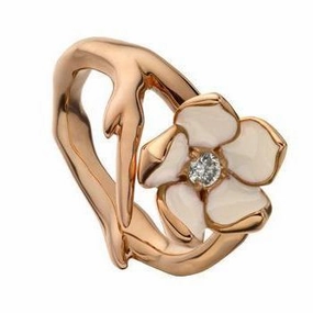 Shaun Leane Cherry Blossom 18ct Rose Gold Plated Sterling Silver Diamond Flower Ring