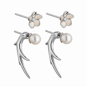 Shaun Leane Cherry Blossom Sterling Silver Pearl Flower Talon Earrings