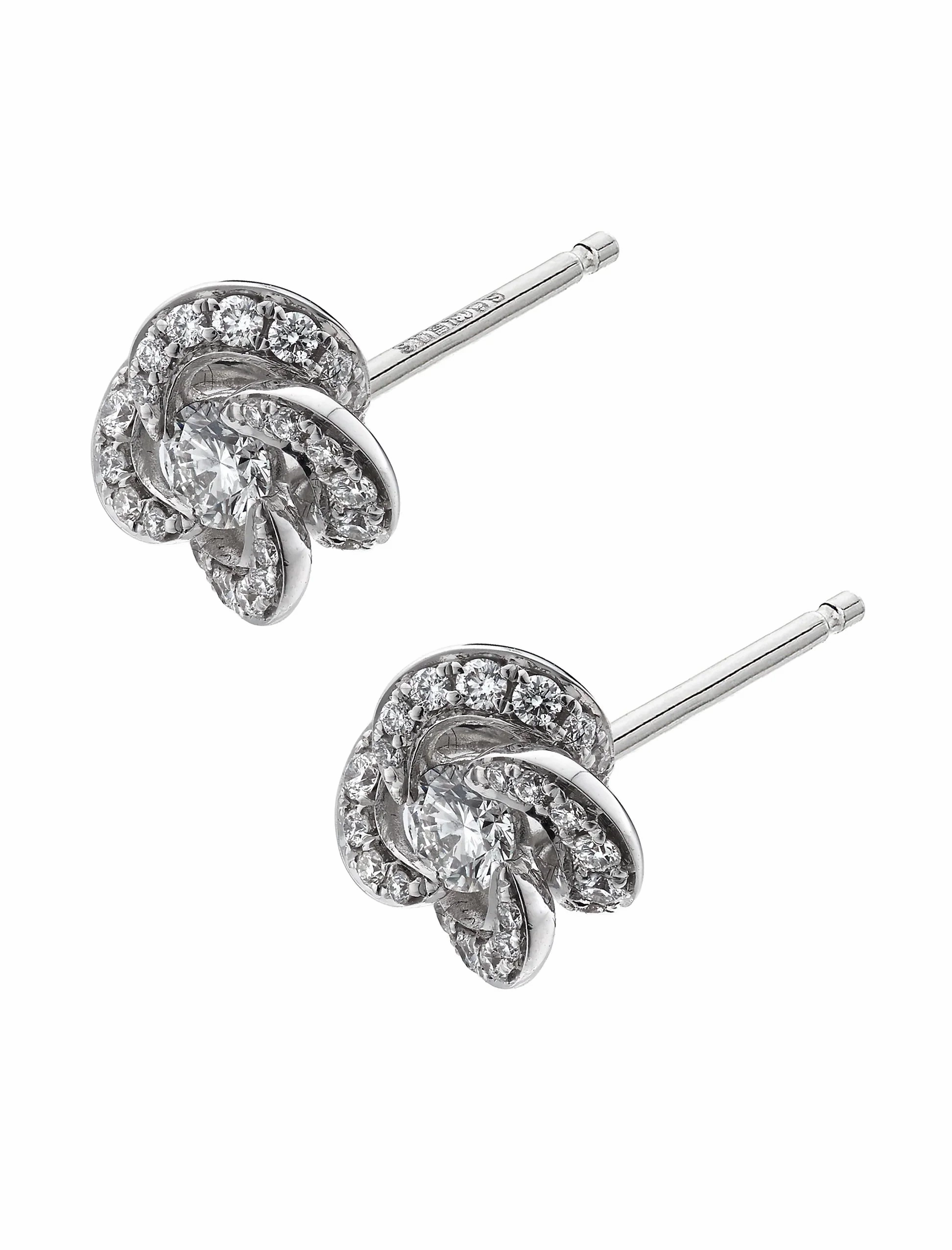 Shaun Leane Entwined 18ct White Gold Diamond Pave Petal Flower Stud Earrings